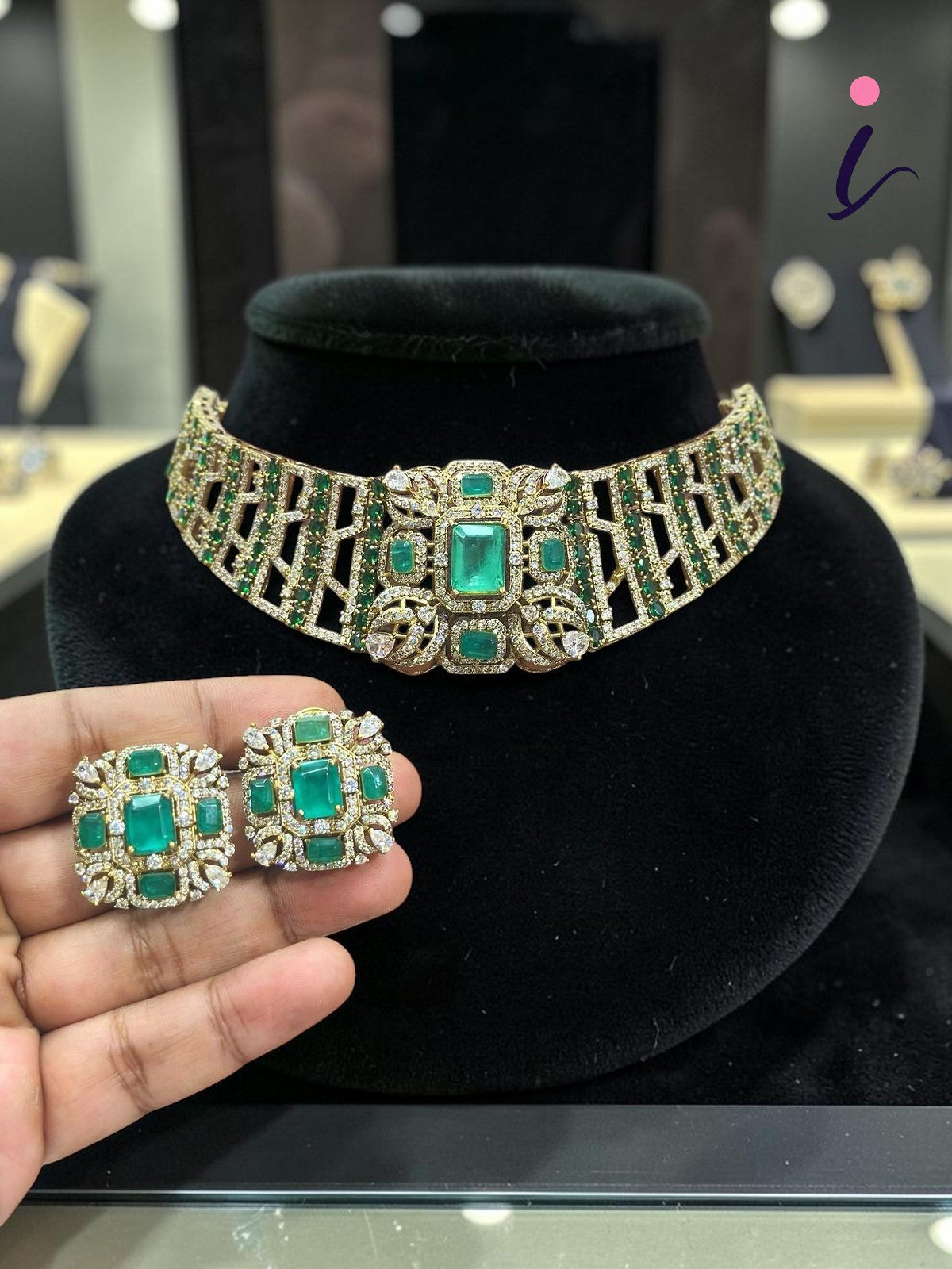 Luxury Kundan Emerald Green Choker Necklace Set for Women | Bridal Kundan Jewelry Set with Earrings | Wedding & Party Wear