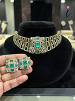 Luxury Kundan Emerald Green Choker Necklace Set for Women | Bridal Kundan Jewelry Set with Earrings | Wedding & Party Wear
