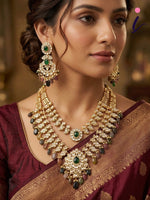 Luxury Antique Kundan Bridal Necklace Set for Women | Designer Multi Stone Traditional Jewelry Set with Earrings | Wedding & Festive Wear