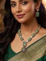 Green Kundan Necklace Set with Earrings | Premium Emerald Stone Indian Jewellery | Bridal & Party Wear Necklace