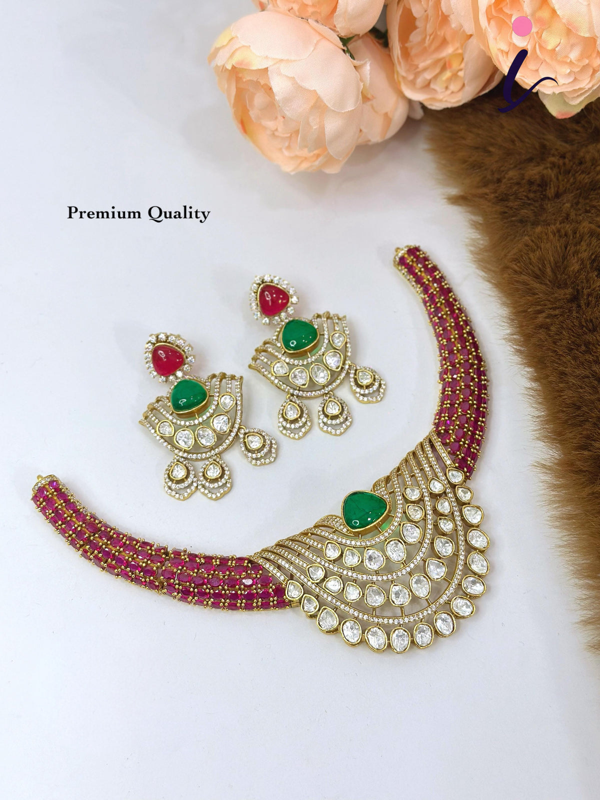 Royal Blue Kundan Necklace Set with Earrings for Women | Gold Plated Bridal Choker Jewellery | Traditional Indian Wedding & Party Wear
