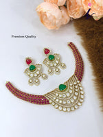 Royal Blue Kundan Necklace Set with Earrings for Women | Gold Plated Bridal Choker Jewellery | Traditional Indian Wedding & Party Wear
