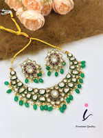 Green Kundan Choker Necklace Set with Earrings for Women | Gold Plated Bridal Jewellery | Traditional Indian Wedding & Festive Wear