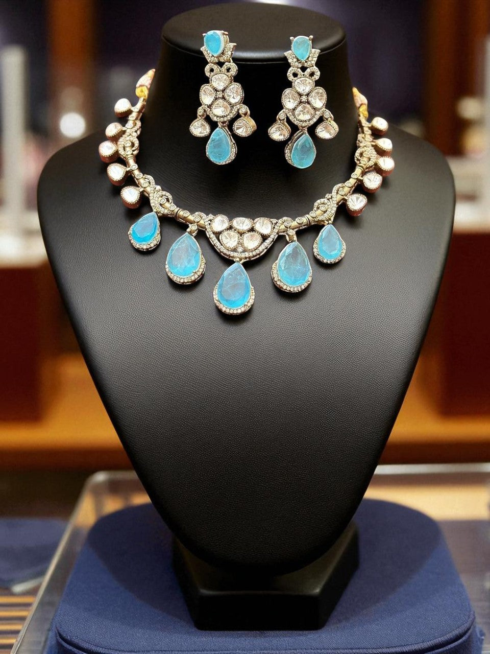 Royal Rose Quartz & Kundan Bridal Necklace Set – Handcrafted Luxe Jewelry