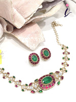 Ruby Red Kundan Fusion Choker Necklace Set with Stud Earrings for Women | Gold Plated Bridal Jewellery | Traditional Indian Wedding & Party Wear