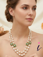 Green Meenakari Pearl Long Necklace for Women | Traditional Bridal Wedding & Festive Wear Jewellery