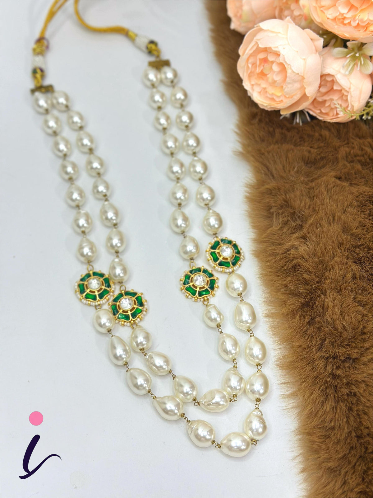 Green Meenakari Pearl Long Necklace for Women | Traditional Bridal Wedding & Festive Wear Jewellery