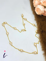 Grey Pearl Long Chain Necklace for Women | Gold Plated Minimalist Designer Party Wear & Everyday Jewellery