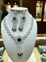 Silver-Toned Double Layered CZ Choker & Earrings SetIndian AD Jewelry for Weddings & Festive Wear