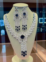 Silver-Toned Double Layered CZ Choker & Earrings SetIndian AD Jewelry for Weddings & Festive Wear