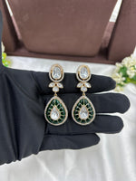 Ruby Red Kundan Polki Necklace Set with Matching Earrings – Bridal Tear Drop Design in Antique Gold Finish