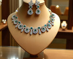 Elegant Rose Pink and White Stone Necklace Set with Matching Earrings