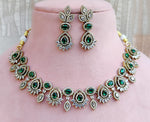 Elegant Rose Pink and White Stone Necklace Set with Matching Earrings