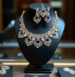 Sparkling Ruby and Diamond Stone Heart Necklace Set with Maang Tikka