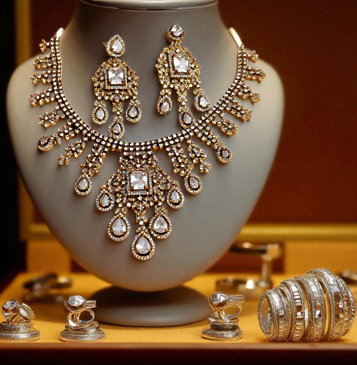 Royal Kundan Style Choker Set Polki & Emerald with Multicolor Drops