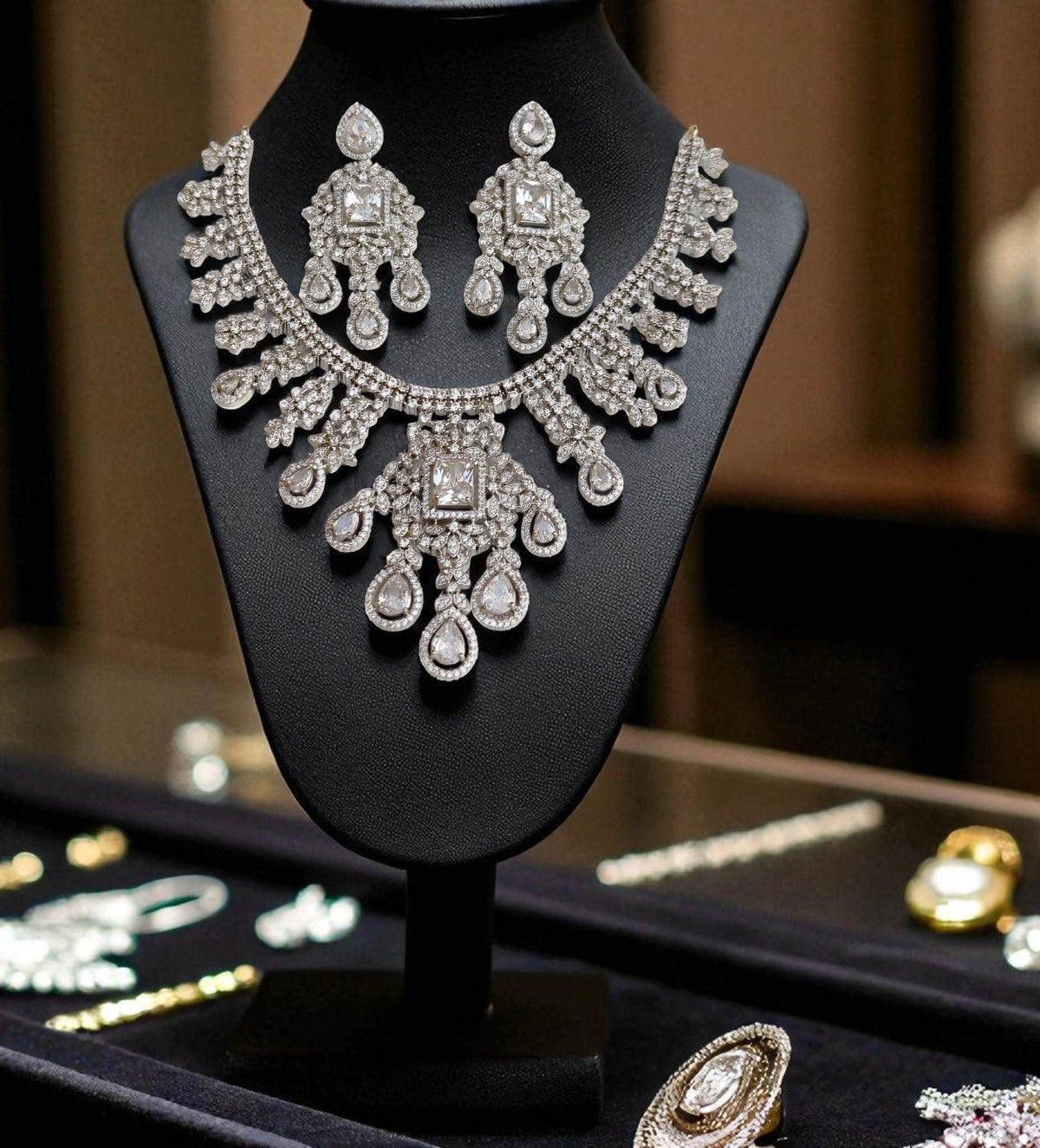 Royal Kundan Style Choker Set Polki & Emerald with Multicolor Drops