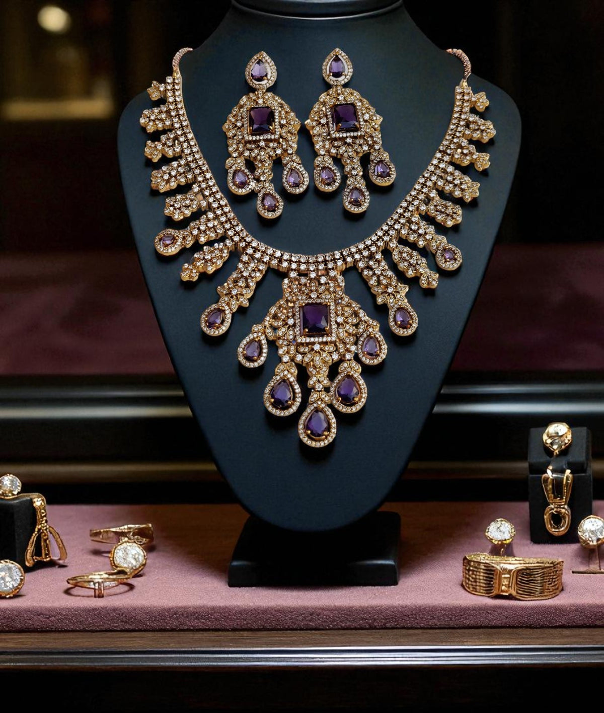 Royal Kundan Style Choker Set Polki & Emerald with Multicolor Drops