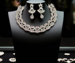 Luxury Emerald Green CZ Choker Necklace Set with Marquise Diamond Accents Bridal & Festive Wear