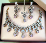 Designer Ruby & Diamond Choker Necklace Set with Earrings and Maang Tikka