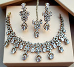 Designer Ruby & Diamond Choker Necklace Set with Earrings and Maang Tikka