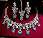 Designer Ruby & Diamond Choker Necklace Set with Earrings and Maang Tikka
