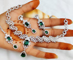 Royal Blue & Silver Plated Necklace Set with Earrings & Maang Tikka | Bridal & Party Wear Jewelry