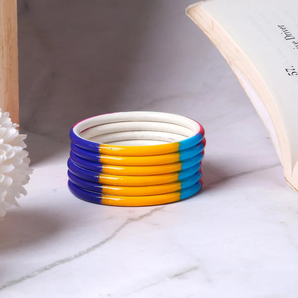 Set of 6 Multicoloured Handpainted Bracelets – Ethnic Boho Jewelry