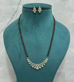 Elegant CZ Drop Mangalsutra with 18-Inch Double Chain & Matching Earrings
