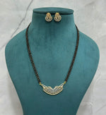 Designer CZ Layered Mangalsutra with 18-Inch Double Chain & Matching Earrings