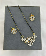 Geometric Cluster CZ Mangalsutra Set with Matching Stud Earrings