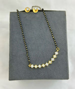 Premium Minimalist Diamond-Cut CZ Mangalsutra Set with Gold-Tone Studs