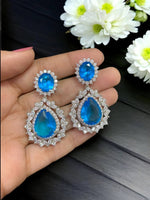 Emerald Green Teardrop CZ Statement Earrings Luxury Diamond Look Party Jewelry