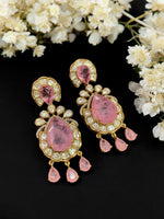 Elegant Emerald Green Kundan Drop Earrings – Gold Plated Wedding & Party Jewelry
