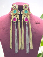 Handcrafted Kundan Tassel Earrings with Emerald & Ruby Accents – Luxe Indian Statement Jewelry