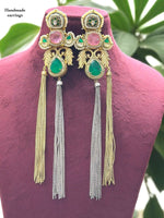 Handcrafted Kundan Tassel Earrings with Emerald & Ruby Accents – Luxe Indian Statement Jewelry