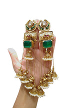 Regal Statement Jhumka Earrings with Ruby & Pearl Drops - Heavy Traditional Gold-Plated Dangles