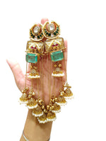 Regal Statement Jhumka Earrings with Ruby & Pearl Drops - Heavy Traditional Gold-Plated Dangles