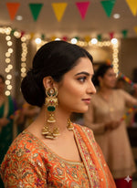 Regal Statement Jhumka Earrings with Ruby & Pearl Drops - Heavy Traditional Gold-Plated Dangles