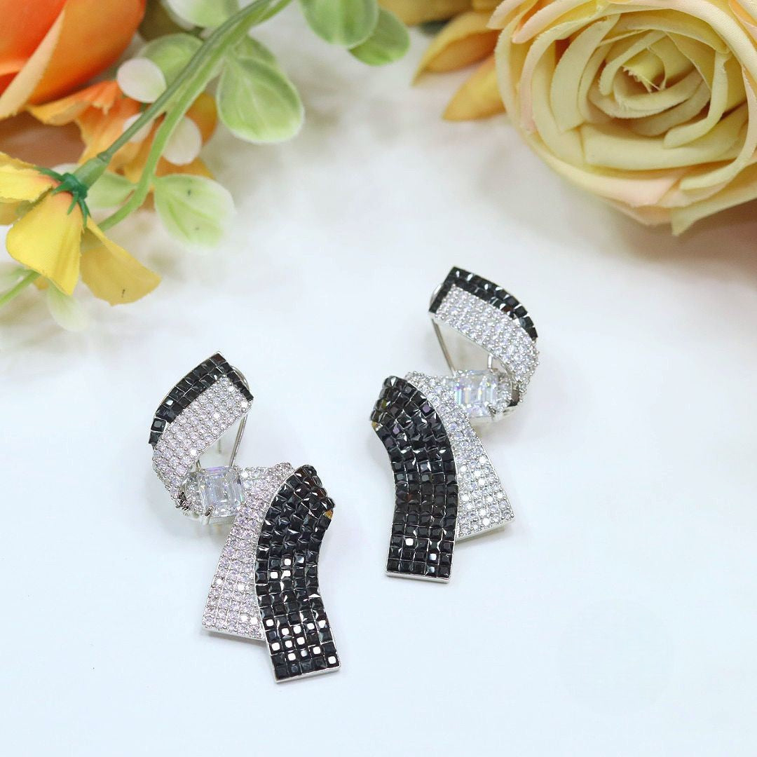 Elegant Bow Crystal Statement Earrings – Glamorous Party Wear
