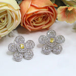 Blossom Radiance Pink Stone Floral Earrings – Elegant Party Glam
