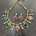 Pakistani Traditional Kundan Choker Matching Earrings Polki Jewelry Set For Women