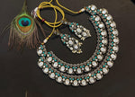 Double Layer Polki White Choker Earrings Set For Wedding