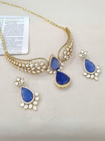 Dazzling Moissanite With Doublet Stone Kundan Choker Set - Jaipuri Polki Kundan Choker Set Indian Jewelry