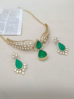 Dazzling Moissanite With Doublet Stone Kundan Choker Set - Jaipuri Polki Kundan Choker Set Indian Jewelry