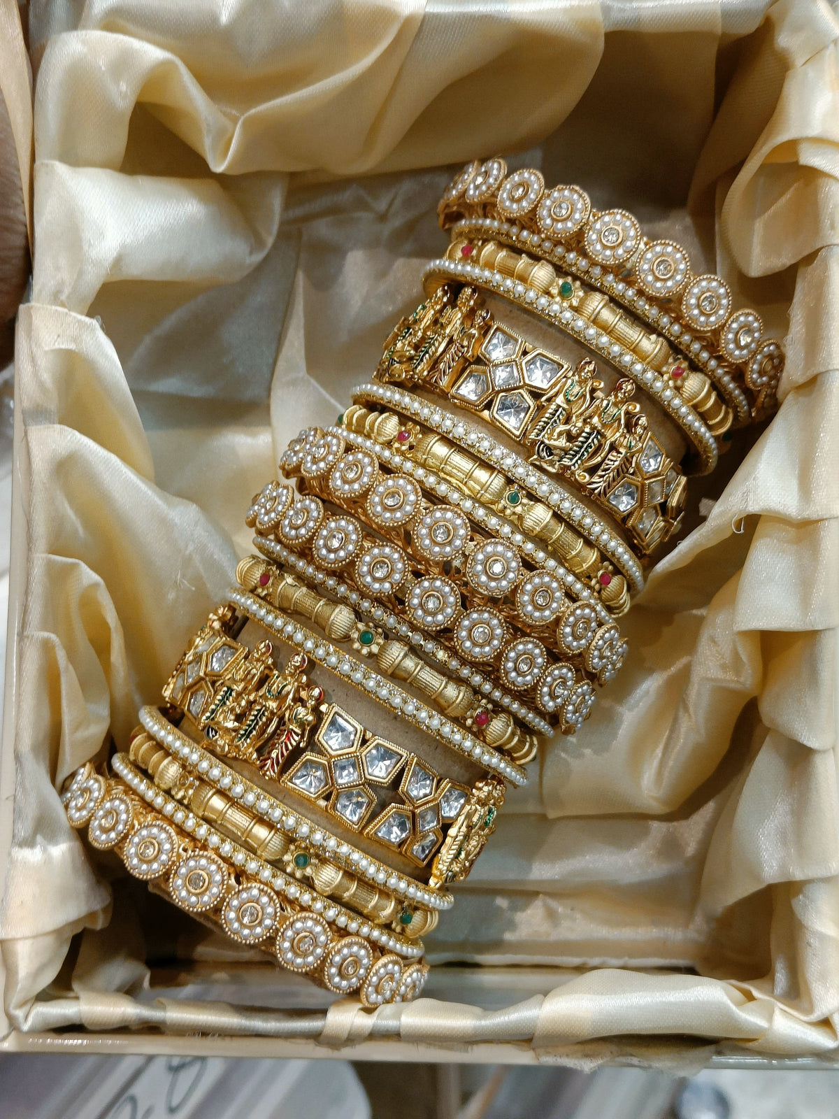 Jaipuri Rajwadi Kundan Work Bangle Kada Set For Indian Wedding