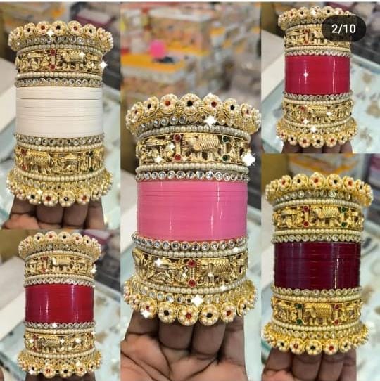 Rajsthani MeenakariElephant Design Bangle Chura Set For Wedding