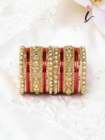 Indian Gold Bangles Set with Multicolor Bangles, Traditional Wedding Bridal Jewelry Collection for Women