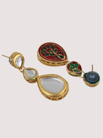White Gold-Plated Kundan-Studded Jewellery Set - Libasaa