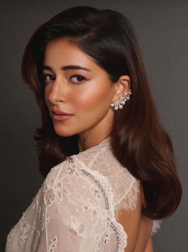 Premium Pearl & Crystal Floral Ear Cuff Earrings | Ananya Pandey Bollywood Actress Inspired Indian Jewellery | Elegant Pearl Jewellery Indian Earning Set