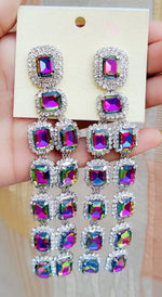 Royal Sapphire Look Long Dangler Earrings with Diamond Cut Stones | Silver Finish Party Wear Indian Jewellery Earrings Set